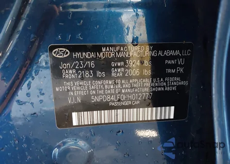 2017 Hyundai Elantra Se from USA, damaged, VIN 5NPD84LF0HH012777